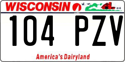 WI license plate 104PZV
