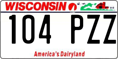 WI license plate 104PZZ