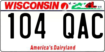 WI license plate 104QAC