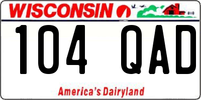 WI license plate 104QAD