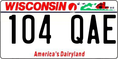 WI license plate 104QAE