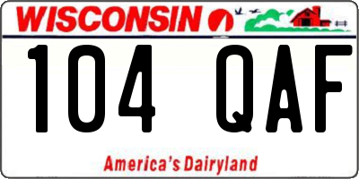 WI license plate 104QAF