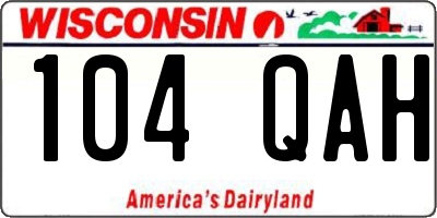 WI license plate 104QAH