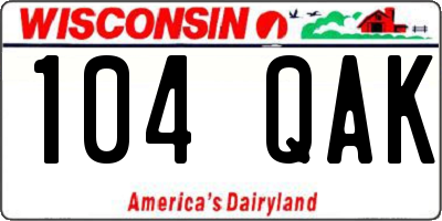 WI license plate 104QAK