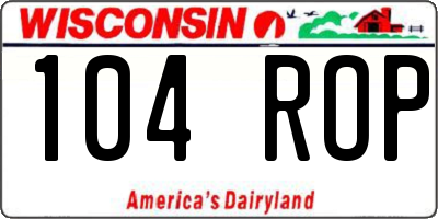 WI license plate 104ROP