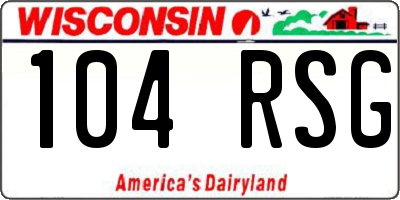 WI license plate 104RSG