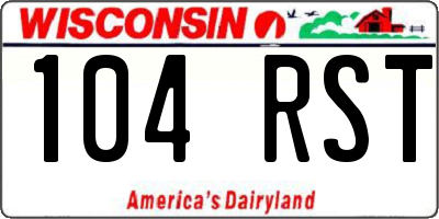 WI license plate 104RST