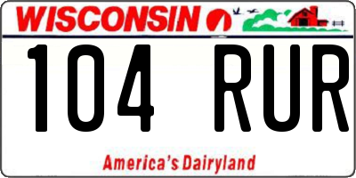 WI license plate 104RUR