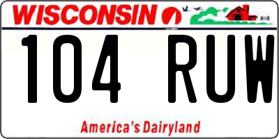 WI license plate 104RUW