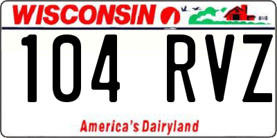 WI license plate 104RVZ
