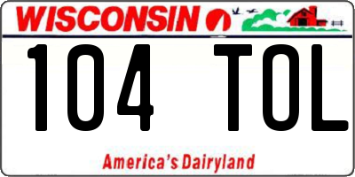 WI license plate 104TOL