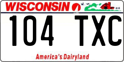 WI license plate 104TXC