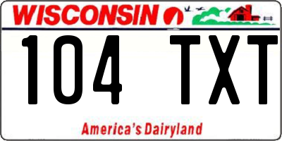WI license plate 104TXT