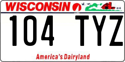 WI license plate 104TYZ