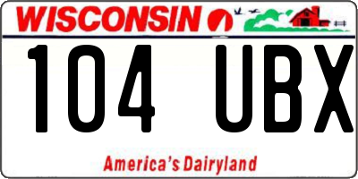 WI license plate 104UBX