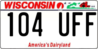 WI license plate 104UFF