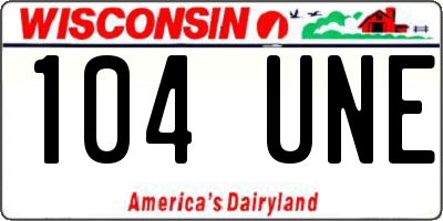 WI license plate 104UNE