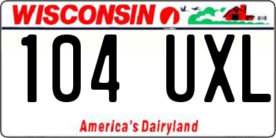 WI license plate 104UXL
