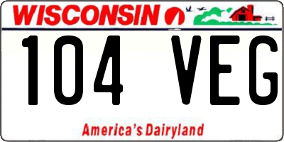 WI license plate 104VEG