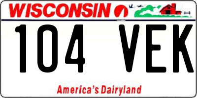 WI license plate 104VEK