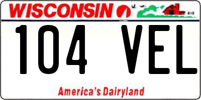 WI license plate 104VEL