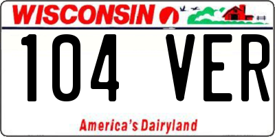 WI license plate 104VER