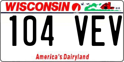 WI license plate 104VEV