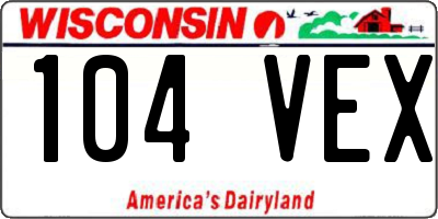 WI license plate 104VEX