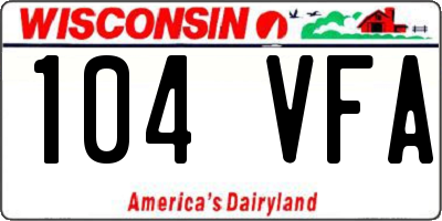 WI license plate 104VFA