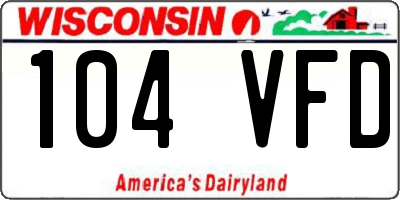 WI license plate 104VFD