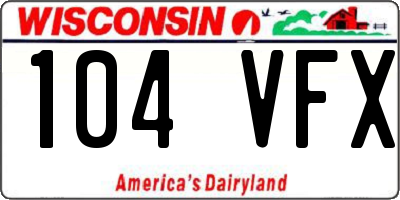 WI license plate 104VFX