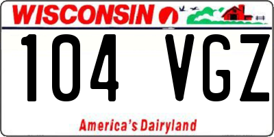 WI license plate 104VGZ