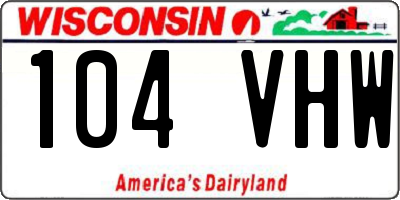 WI license plate 104VHW
