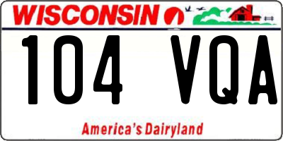 WI license plate 104VQA