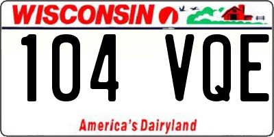 WI license plate 104VQE