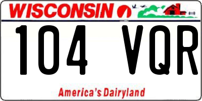 WI license plate 104VQR