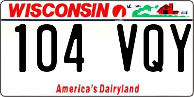 WI license plate 104VQY