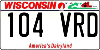 WI license plate 104VRD