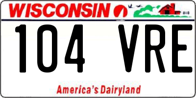 WI license plate 104VRE