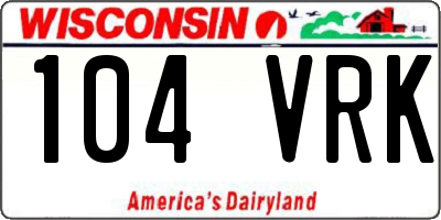 WI license plate 104VRK