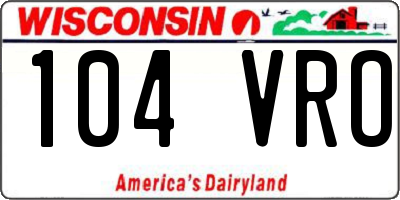 WI license plate 104VRO