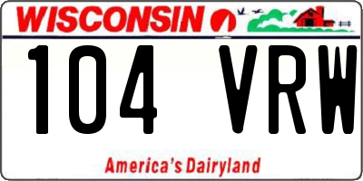 WI license plate 104VRW