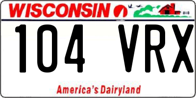 WI license plate 104VRX