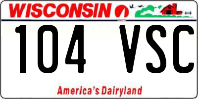 WI license plate 104VSC