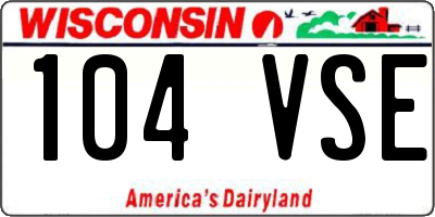 WI license plate 104VSE