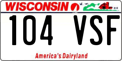 WI license plate 104VSF