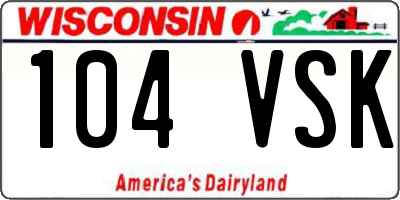 WI license plate 104VSK