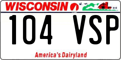 WI license plate 104VSP