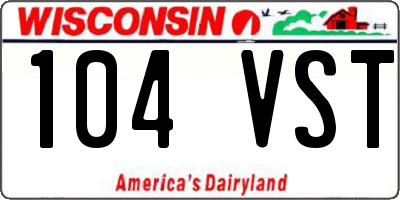 WI license plate 104VST