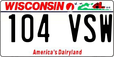 WI license plate 104VSW